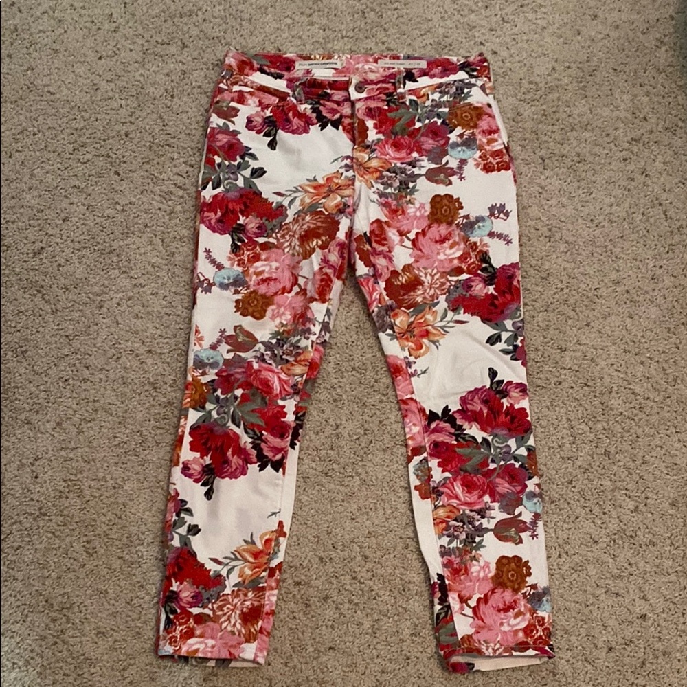 Pilcro Red and Pink Ankle Cropped Jeans